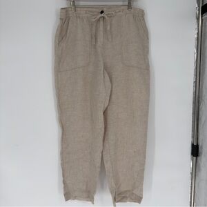 Monoprix Premium Cream 100% Linen Casual Straight Leg Pants Sz Large